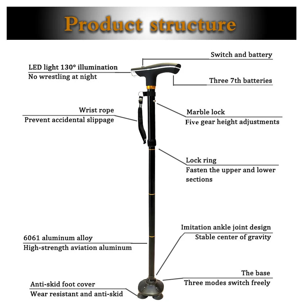 Collapsible Telescopic Folding Cane